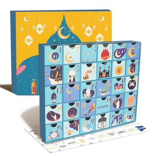 Ramadan Calendar,Ramadan Advent Calendar with 30 Countdown Drawers DIY filling,Pre-Assembled Box For Ramadan Decorations, Engage your Kids with a beautiful Ramadan gift & Eid gift for kids
