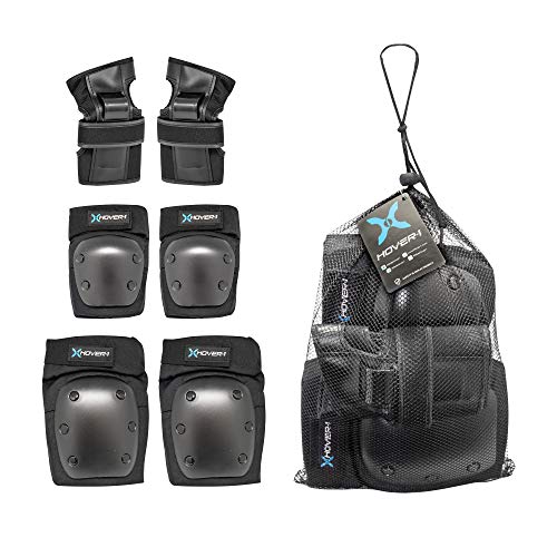 Hover-1 Nylon Protective Elbow Pads | Knee Pads & Wrist Guards, For Ages Above 8, Hard PP Shells Impact Resistance & EVA Foam Padding, Large, Black