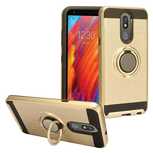 Eaglecell - Compatible for LG Journey LTE L322DL, Neon Plus, Prime 2, Arena 2, Aristo 4+ Plus, Tribute Royal, Escape Plus, K30 (2019) LM-X320 - Hybrid Phone Case w/Ring Stand - RS2 Gold