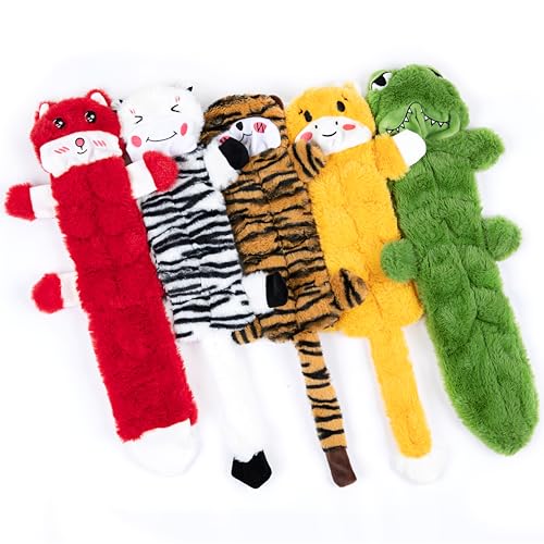 Nocciola Interactive Dog Toys for Aggressive Chewers, 5 PCS No Stuffing Body Dog Toy Set, Crinkle Dog Squeaky Toys for Boredom and Stimulating, for Small to Large Dogs