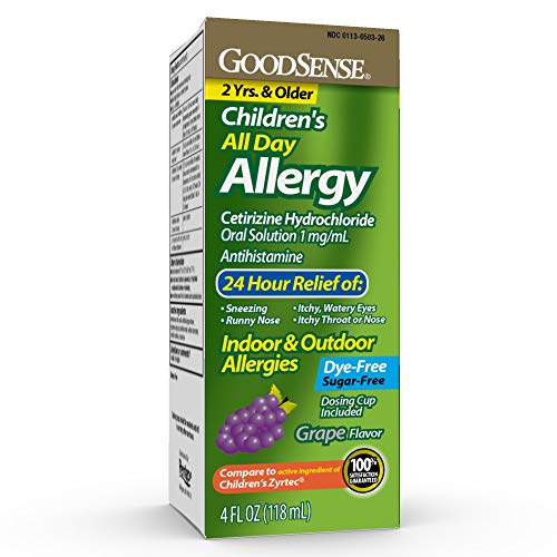 GoodSense Children All Day Allergy, Cetirizine Hydrochloride Oral Solution 1 mg/mL, Grape Flavor, 4 Ounces