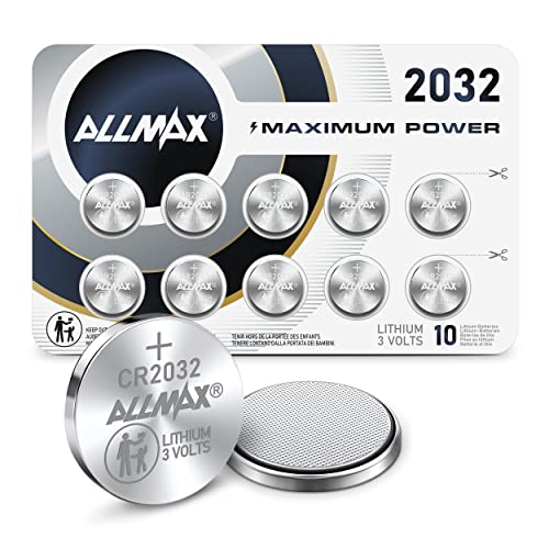 Allmax CR2032 Maximum Power Lithium Coin 3V Battery (10 Count) – Ultra Long-Lasting, Perfect for Key Fobs & Garage Door Openers, 10-Year Shelf Life, Leakproof Design