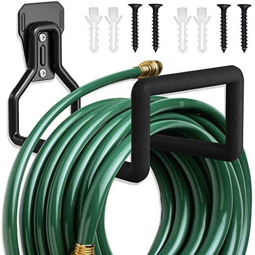 SMARYONG Hose Holder Wall Mount - Metal Garden Heavy Duty Water Reel Holds Up to 150Ft- Durable Hooks for Garage Outside (1)
