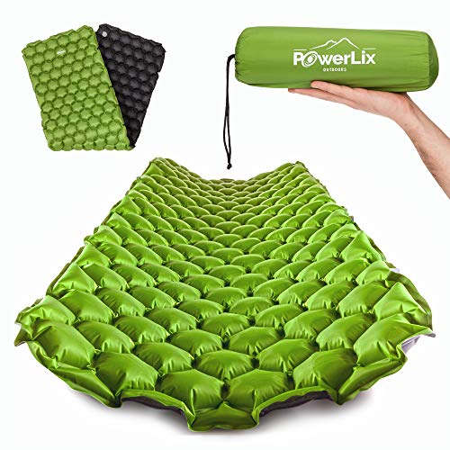 POWERLIX Ultralight Sleeping Pad for Camping with Inflating Bag, Carry Bag, Repair Kit – Compact Lightweight Camping Mat, Outdoor Backpacking Hiking Traveling Airpad Camping Air Mattress