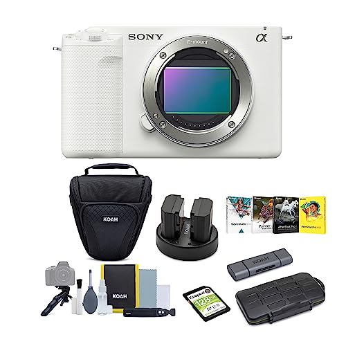 Sony Alpha ZV-E1 Full-Frame Mirrorless Vlog Camera (ILCZV-E1/B, White) Bundle (6 Items)