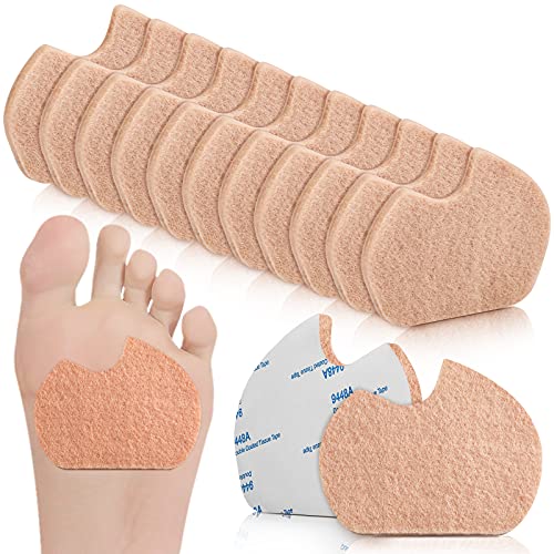 SATINIOR 24 Pieces Foot Pads for Dancer Sesamoiditis Pads for Ball of feet Pain Felt Forefoot Cushion Pads Self-Adhesive Foot Cushion Pads for Men Women Dancing Pain Relief (Beige)