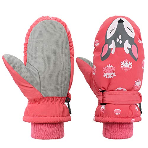 Toddler Mittens Winter Snow Glove waterproof mitten Warm Fleece Kid Ski Gloves for Boys Girls Pink Fox M