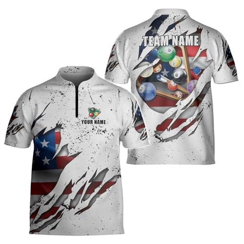 Artparel Personalized Billiard Jersey 3D Billiard Shirts for Men Billiard Bowling Jersey Billiards 9 Ball Pool Shirts for Men (Polyester Blend, BLL6)