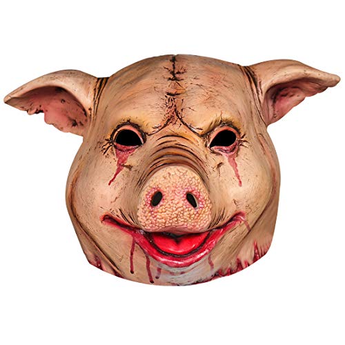 greitenty Pig Head Mask Bloody Animal Butcher Mask for Carnival Masquerade Halloween Costume Cosplay Scary Props (Bloody Pig)