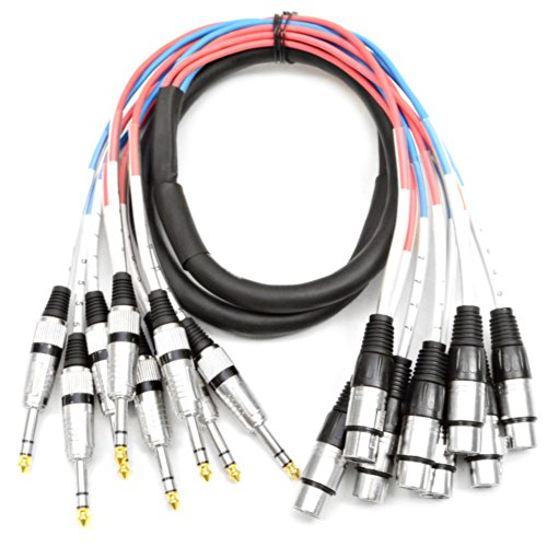 Seismic Audio Speakers 8 Channel Snake Cables, 5’ XLR Female To ¼” TRS Snake Cable