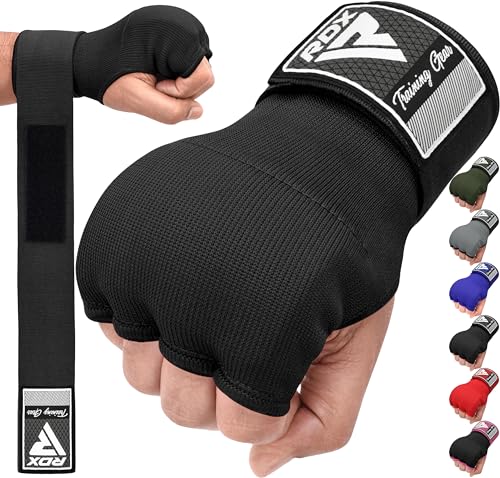 RDX Training Boxing Inner Gloves Hand Wraps MMA Fist Protector Bandages Mitts,Black,Large