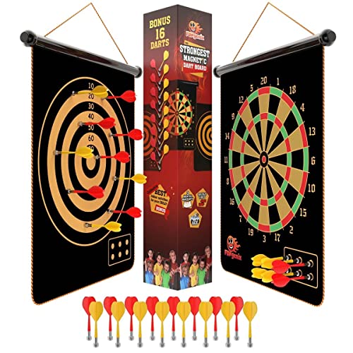 FUNGENIX Magnetic Dart Board for Kids - Indoor Outdoor Darts Game, 16pcs Magnetic Darts, Double Sided Board Games Set, Best Toys Gifts for Teenage Age 5 6 7 8 9 10 11 12 13 14 15 16 Years Old Boys