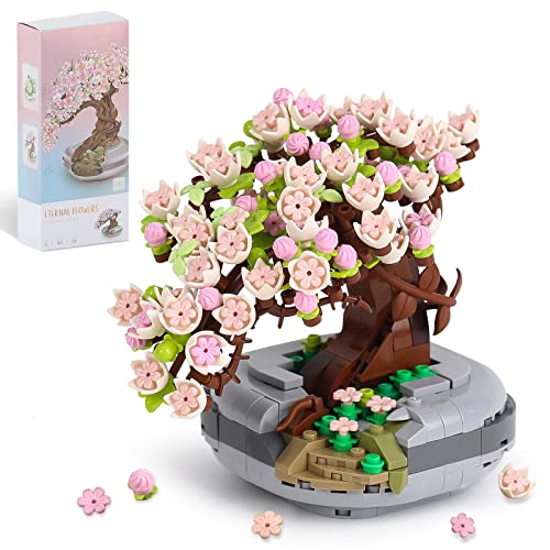 QLT Mini Bricks Sakura Bonsai Model 426 pcs Creative DIY Simulation Mini Particle Flower Botanical Collection Construction Building Toy（Not Compatible with Lego Set ）