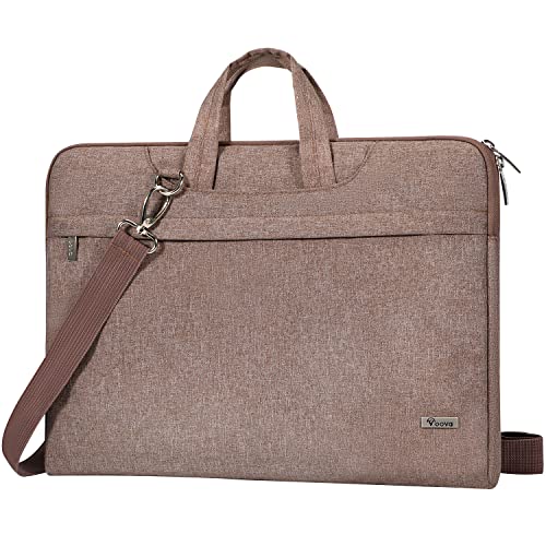 Voova Laptop Sleeve Case 17 17.3 Inch Shoulder Bag, Water Resistant Computer Messenger Briefcase Compatible with Razer Blade Pro 17, Lenovo Dell Asus Acer HP Envy Notebook Ultrabook with Strap, Khaki