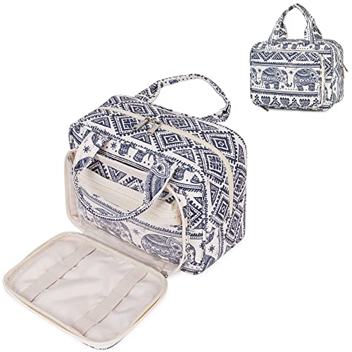 Narwey Full Size Toiletry Bag Women Large Makeup Bag Organizer Travel Cosmetic Bag for Essentials Accessories (Elephant)