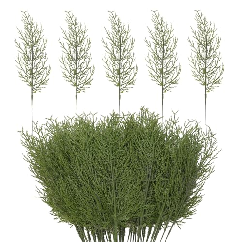 CEWOR 55 PCS Artificial Pine Leaves Branches, 13.7 Inches Fake Greenery Sprigs Faux Picks for DIY Christmas Tree Garland Wreath Garden Home Table Centerpiece Decoration
