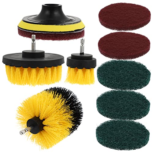 KOMBIUDA 10pcs Set Electric Drill Brush Head Power Scrubber Brush Drill Cleaning Brush Kitchen Cleaning Drill Brush Electric Floor Scrubber Drill Attachment Washing Machine Abs Cosmetic