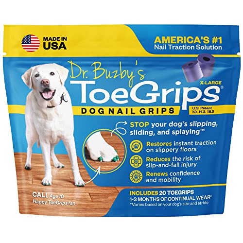 Dr Buzby's XLarge ToeGrips for Dogs,Instant Traction on Wood/Hardwood Floors,Dog Anti Slip Relief,Dog Grippers for Senior Dogs,Stop Sliding Instantly,Rubber Nails for Dogs,1 pack (20 grips)