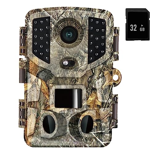 Trail Camera 1080P 24MP IP66 Waterproof with Night Vision Clear 100ft Motion Activated 0.1s Trigger Time Continuous Shooting LCD with Glow Hunting Gear Trail Game Camera