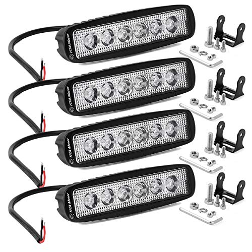 YITAMOTOR 6 Inch LED Light Bar 4PC 18W Super Bright LED Work Light Pods Single Row Off Road LED Light Driving Light Fog Light Boat Light Waterproof SUV ATV 4WD Car Truck Golf Cart 12V 24V