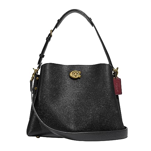 Coach Polished Pebble Leather Willow Shoulder Bag, B4/Black, One Size