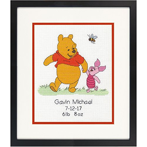 Dimensions 70-35357 Disney Winnie The Pooh Birth Record Counted Cross Stitch Kit, Winnie The Pooh Cross Stitch, 8' x 10'