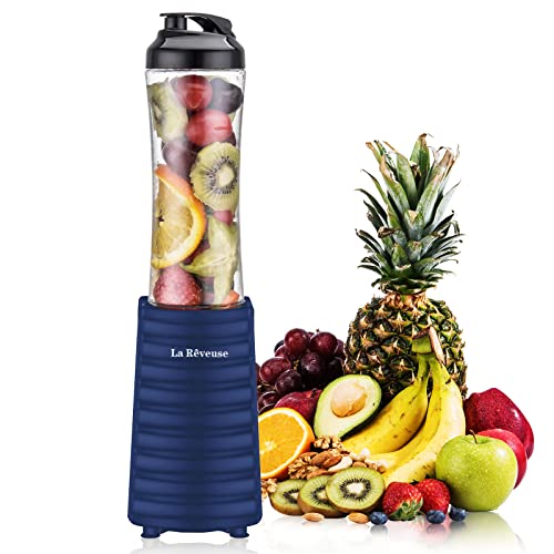 La Reveuse Smoothies Blender Personal Size 300 Watts with 18 oz BPA-Free Portable Travel Sports Bottle,Navy