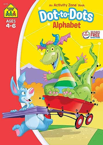 School Zone - Dot-to-Dots Alphabet Workbook - 32 Pages, Ages 4 to 6, Preschool, Kindergarten, Connect the Dots, Letter Puzzles, ABCs, and More (School Zone Activity Zone Workbook Series)