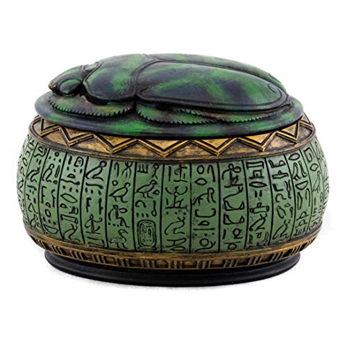 Top Collection 4' Hand Painted Resin Egyptian Scarab Jewelry Box