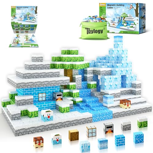 Magnetic Blocks-Build Mine Magnet World Set, Frozen Toys for Girls Age 3 4 5 6 7 8 Princess Castle STEM Sensory Kids Games Toys for Toddler Christmas Birthday Gifts for 3+ Years Old Girls & Boys