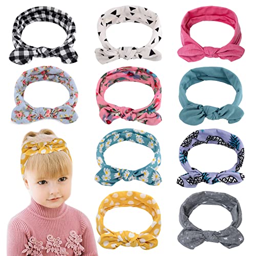 Headband Girl Cute Baby Toddler Rabbit Ear Hair Bands Soft Cotton bow Headbands Kids Girls Hair Accessories Head Wrap (10Pcs)