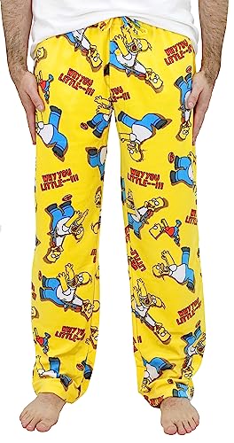 The Simpsons Men's Soft Silky Brushed Fleece Homer and Bart Pajama Sleep Lounge Pant, Medium