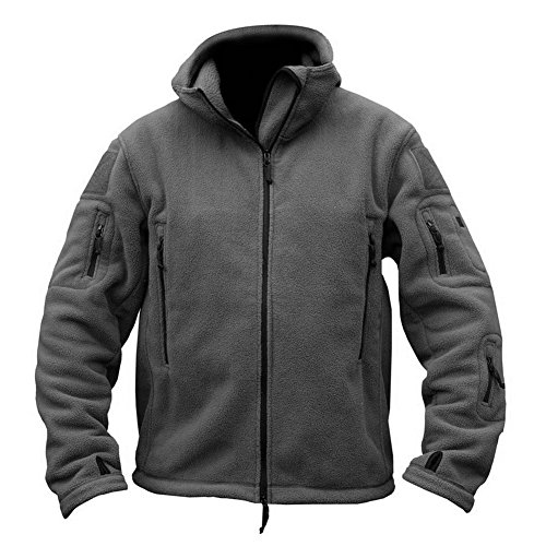ReFire Gear Men's Warm Military Tactical Sport Fleece Hoodie Jacket, Gray, XX-Large