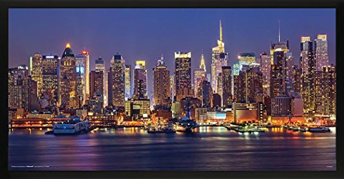 Culturenik New York City (NYC) Manhattan at Night Decorative Photography Print (Unframed 12x24 Poster)