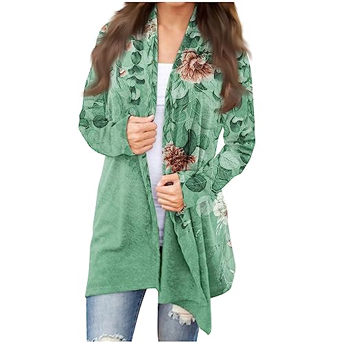 Trendy Clothes For Women, Womens Coat Woman Coat 2024 Spring Trendy Print Cardigan 2024 Spring Trendy Print Cardigan Women'S Printed Long Sleeved (3-Green,Medium)