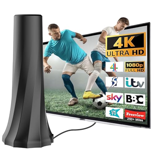 TV Antenna Indoor, Digital TV Antenna for Smart TV with Signal Booster, 400+ Miles Long Range HD TV Antenna Support All TV with 4K 1080p All Television Indoor and Outdoor