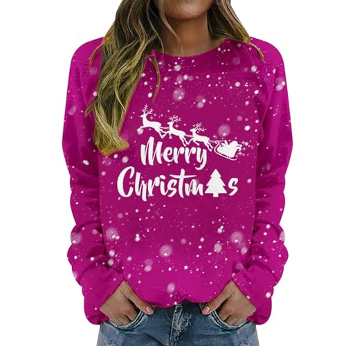  Today 2023 Ugly Christmas Sweatshirt For Womens Fall Fashion 2023 Hoodies Cute Print Crewneck Long Sleeve Shirt Holiday Tops Clearance My Orders Lightning Deals of Today