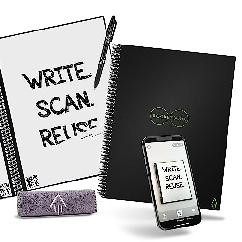 Rocketbook Core Reusable Smart Notebook | Innovative, Eco-Friendly, Digitally Connected Notebook with Cloud Sharing Capabilities | Lined, 8.5' x 11', 36 Pg, Infinity Black