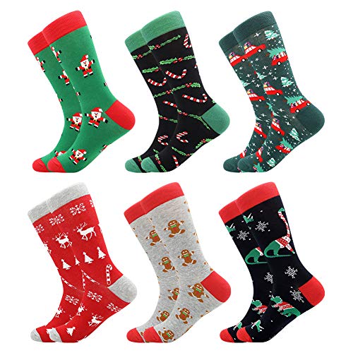 BISOUSOX Men’s Women’s Christmas Socks Dress socks Colorful Holiday Fashion Funny Cute Design for Men Women