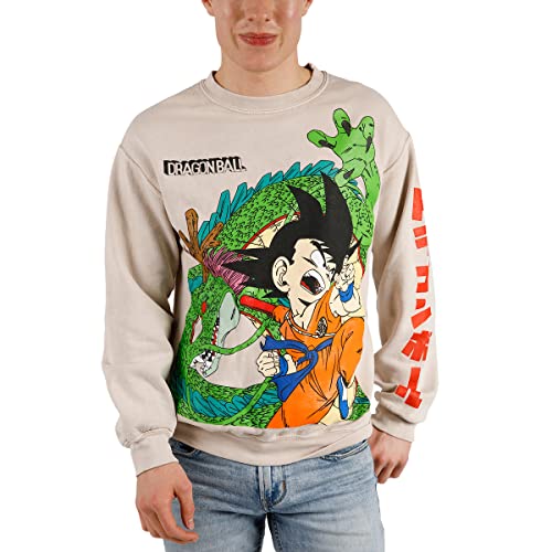 Bioworld Dragon Ball Z Goku Shenron Oversize Print on Mineral Wash Tofu Sweatshirt-Large