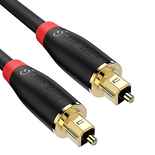 SYNCWIRE Digital Optical Audio Toslink Sound Bar TV Cable - [24K Gold-Plated, Ultra-Durable] Fiber Optic Male to Male Cord for Home Theater Sound Bar, TV, PS4, Xbox, Playstation etc. - 3.3ft / 1M
