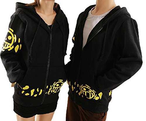 GK-O Trafalgar Law Coat hoodie Jacket Cosplay Costume (Asian size M) Black
