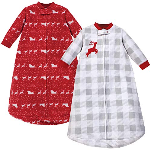 Hudson Baby Unisex Baby Long-Sleeve Fleece Sleeping Bag, Santas Sleigh, 0-9 Months