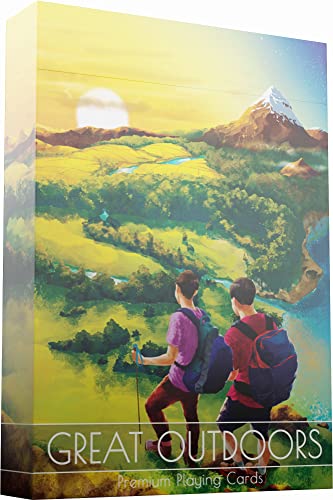 Great Outdoors Playing Cards, 30 Hand-Drawn Sport and Outdoor Activity Designs with Hiking, Snow, Hunting, Premium Deck of Cards with FREE Card Game eBook, Cool Poker Cards, Standard Size Playin Cards