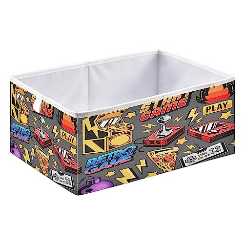QUGRL Game Controller Retro Storage Bins Organizer Vintage Joystick Foldable Clothes Storage Basket Box for Shelves Closet Cabinet Office Dorm Bedroom 15.75 x 10.63 x 6.96 in