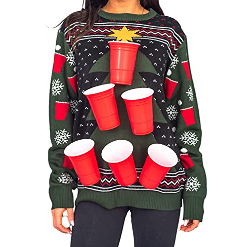 Beer Pong 3D Ugly Christmas Sweater Multicolored