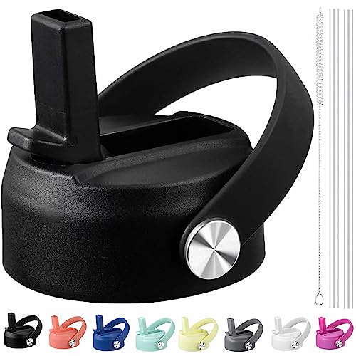 Straw Lid for Hydroflask 12 16 18 20 32 40 oz Wide Mouth,Replacement Straw Cap for Hydroflask,Top Sport Bottle Accessories, Black