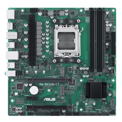 ASUS Pro B650M-CT-CSM AMD B650(Ryzen 7000) Micro-ATX Commercial Motherboard(DDR5,2xM.2 Slots, PCIe 5.0 M.2 Slot, USB 3.2 Gen 2 Ports, Front USB 3.2 Gen 1 Type-C, TPM IC onboard, M.2 Key E Slot