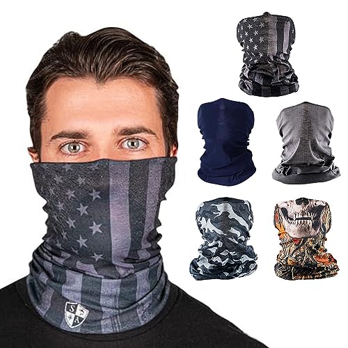 S A Company 5-Pack UV Face Shield | UV 30+ Multipurpose Neck Gaiter Balaclava for Adults