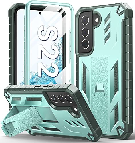 SOiOS for Samsung Galaxy S22 Protective Case: Military Grade Drop Proof Protection Mobile Phone Cover with Kickstand | Rugged Shockproof TPU Matte Textured Sturdy Phone Bumper (Light Green)